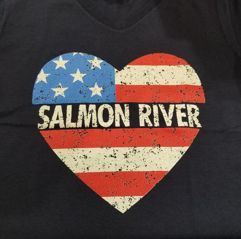 Ladies Salmon River Flag Heart T-Shirt