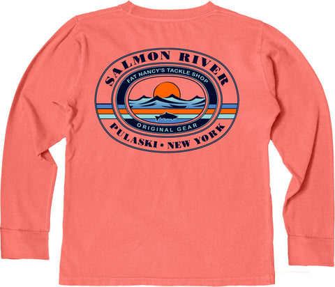 Fat Nancy's Dancing Waves Salmon Youth Long Sleeved T-Shirt