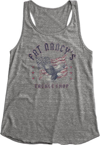 Fat Nancy's Tackle Shop Women's Red White and Blue Tank Top