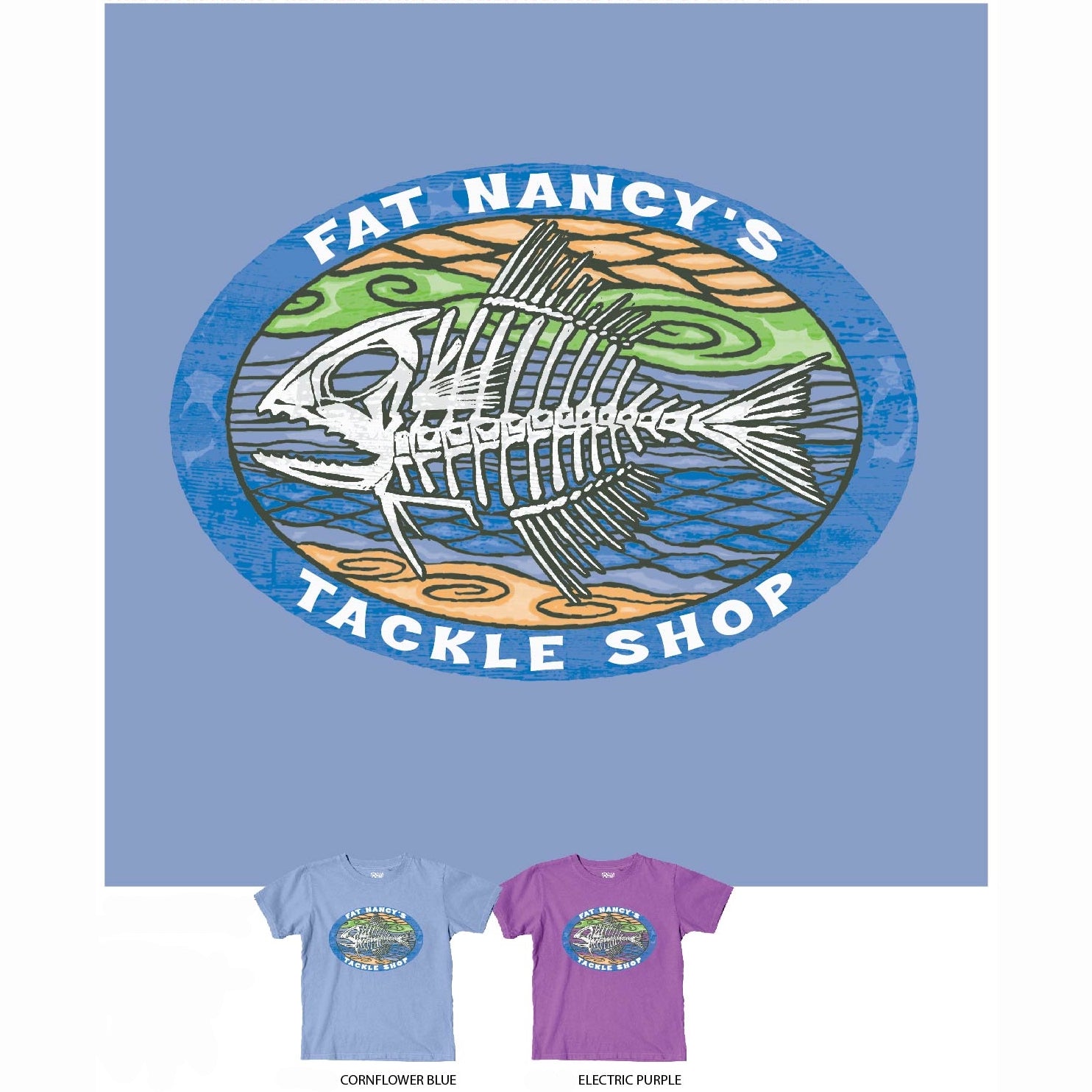 Fat Nancy's Bonefish, Youth T-Shirt M / Cornflower Blue
