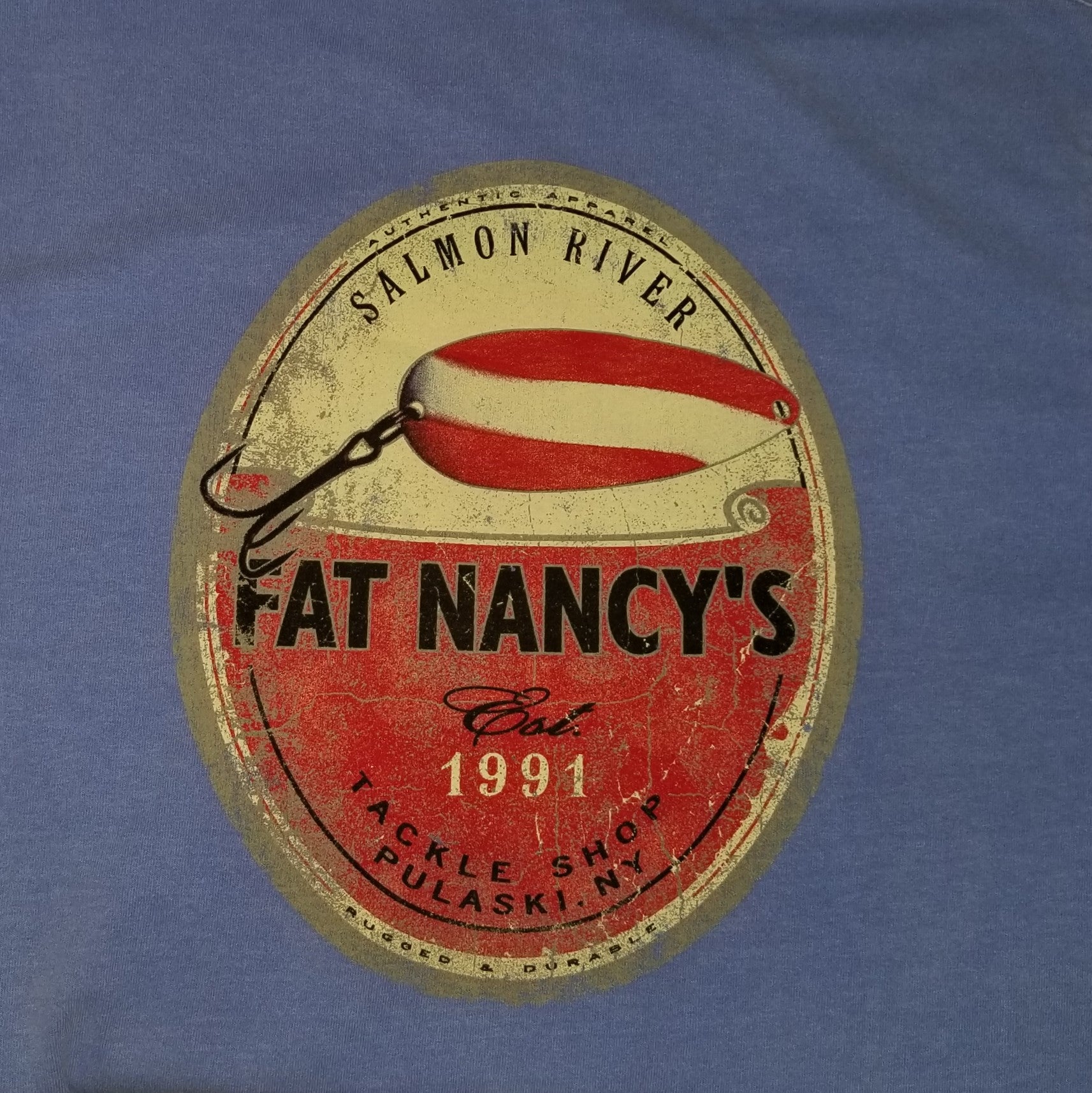 Fat Nancy's Tackle Shop Fishing Lure T-Shirt XXL / Peri